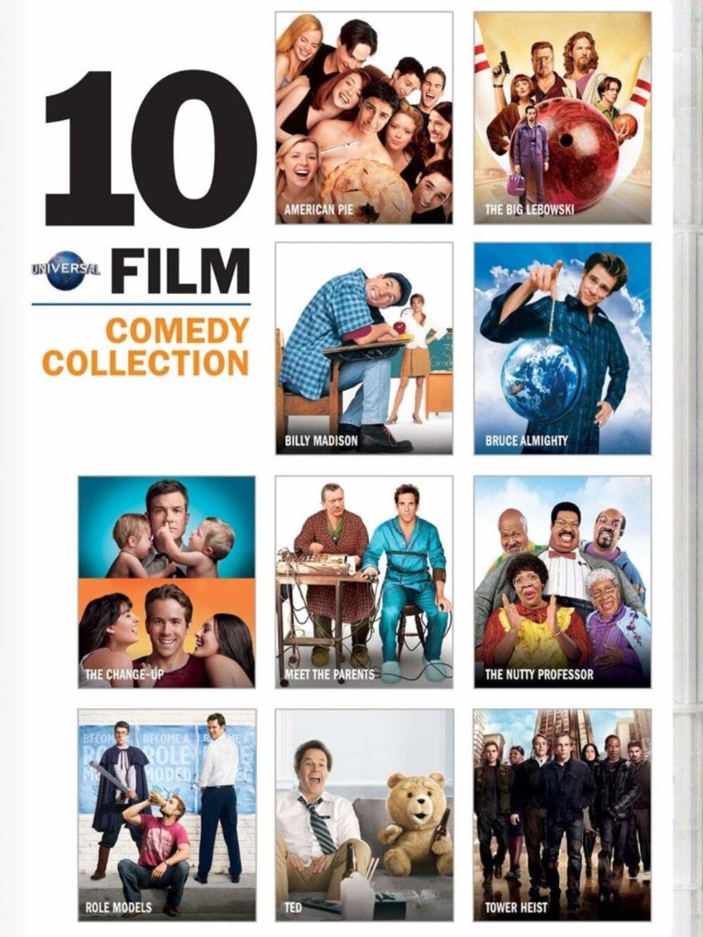 Ultimate 10-Film Comedy DVD Collection – Classic Hits like American Pie, Ted